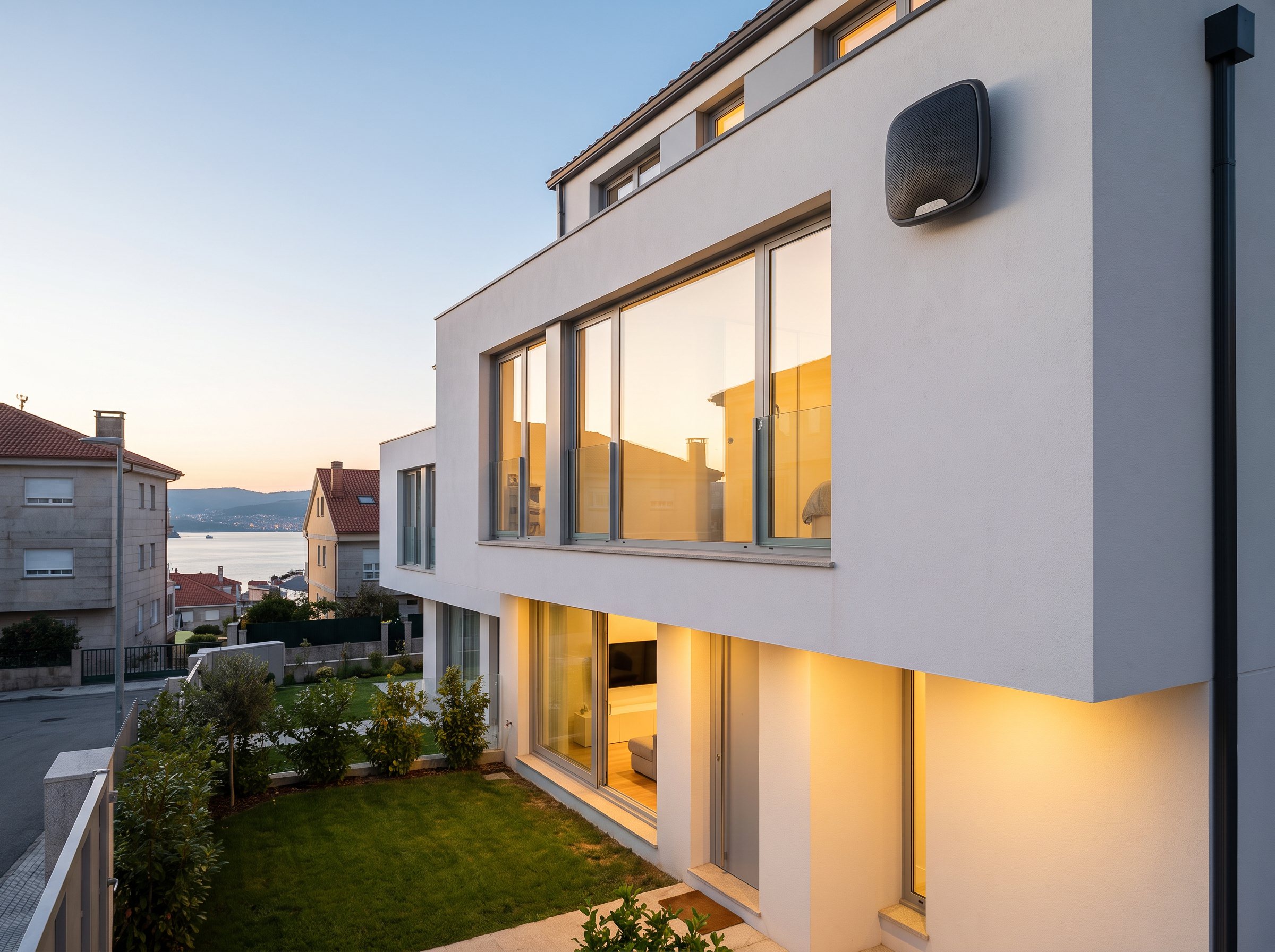 Vivienda moderna en Vigo protegida con sirena exterior Ajax